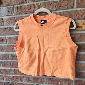Nike Sportswear Washed Mock Neck Tank Top- Atomic Orange